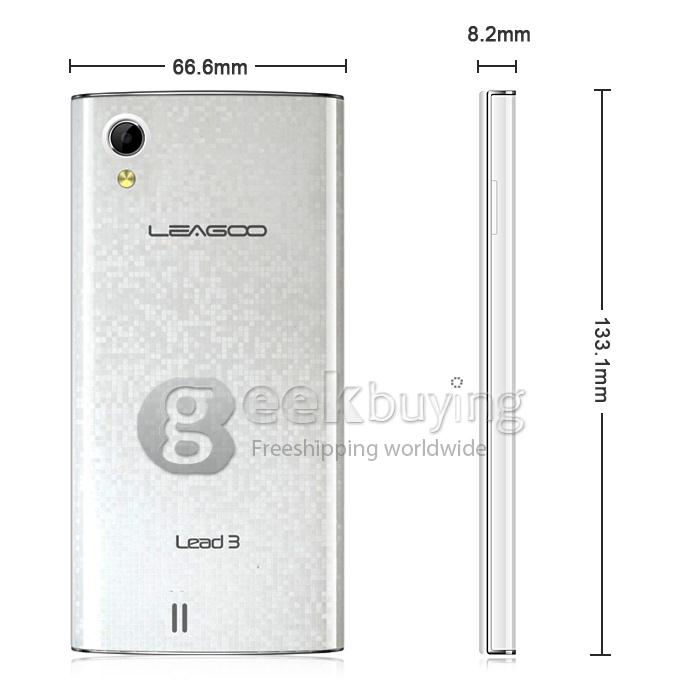 Leagoo Lead 3 MTK6582 Quad core 1.3GHz 4.5Inch QHD IPS Screen Cell Phone 512MB+4GB 5.0MP+2.0MP Android4.4.2 OS 3G/GPS - White