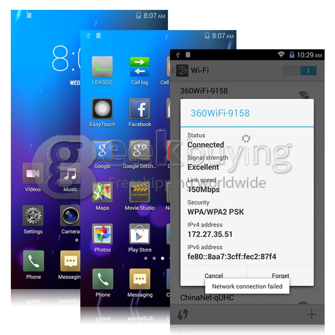 Leagoo Lead 3 MTK6582 Quad core 1.3GHz 4.5Inch QHD IPS Screen Cell Phone 512MB+4GB 5.0MP+2.0MP Android4.4.2 OS 3G/GPS - Black