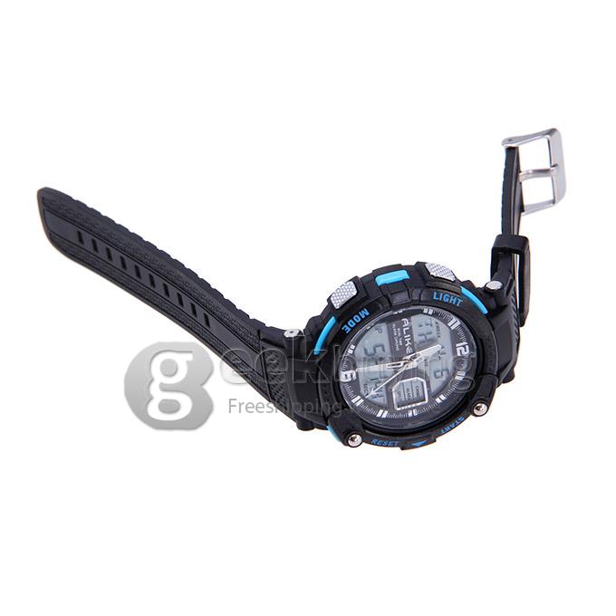 ALIKE Waterproof Multi-function Analog & Digital Quartz Sport Wrist Watch Timepiece for Men - Blue
