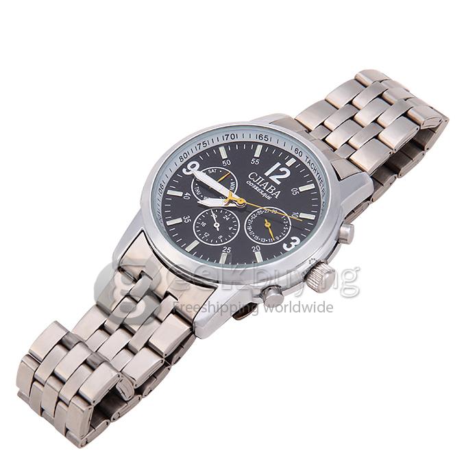 Makibes CJIABA GL1013 Steel Band Round Dial Mechanical Analog Wirst Watch for Men - Black