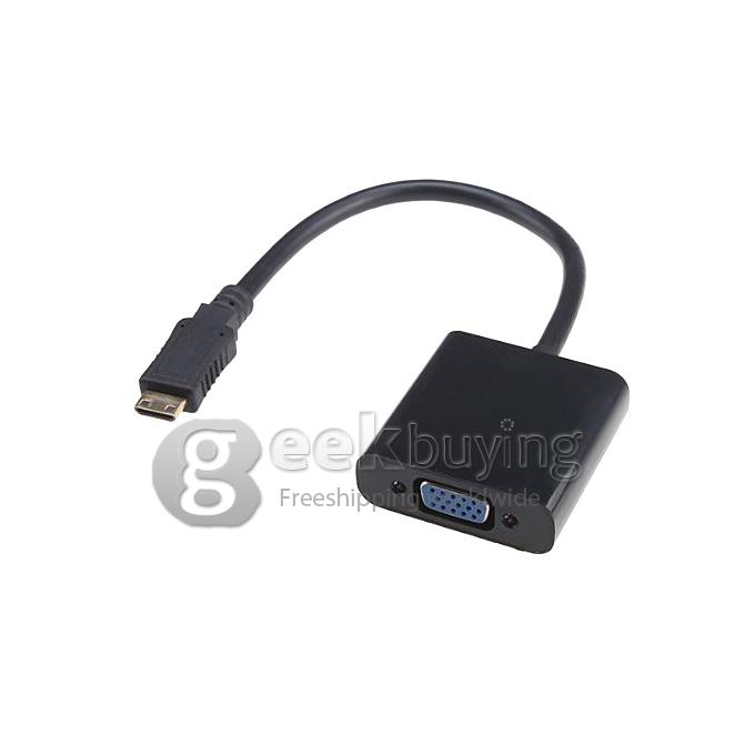 Mini HDMI Male to VGA Female Video Converter Adapter Cable HD Support 1080P - Black