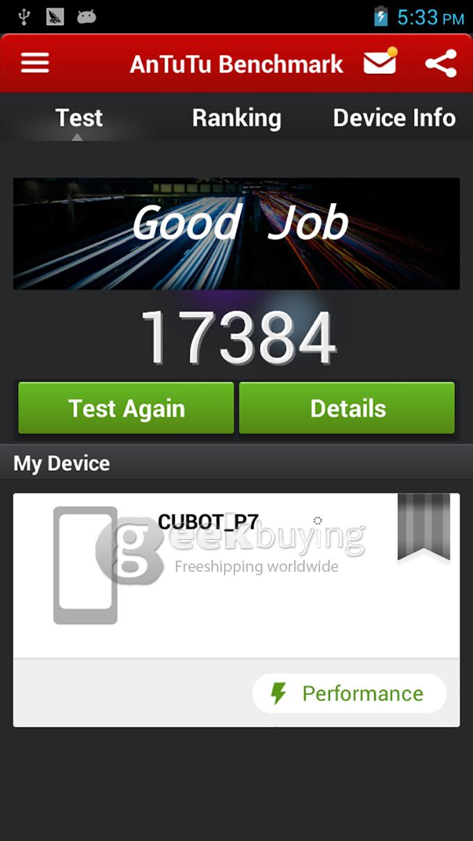 CUBOT P7 5.0 Inch IPS Touch Screen MTK6582 Quad Core 1.3GHz Android 4.2.2 3G Smart Phone 512MB + 4GB 8MP WiFi OTG GPS - White