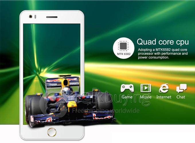 Elephone P6i MTK6582 Quad core 1.3GHz 5 Inch Android 4.4 OS Smartphone 1GB RAM 4GB ROM 13.0MP IPS QHD 3G GPS OTG Black