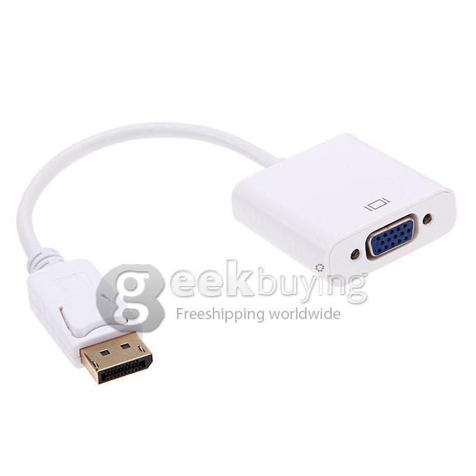 Standard DisplayPort DP Male to VGA Female Adapter Cable - White