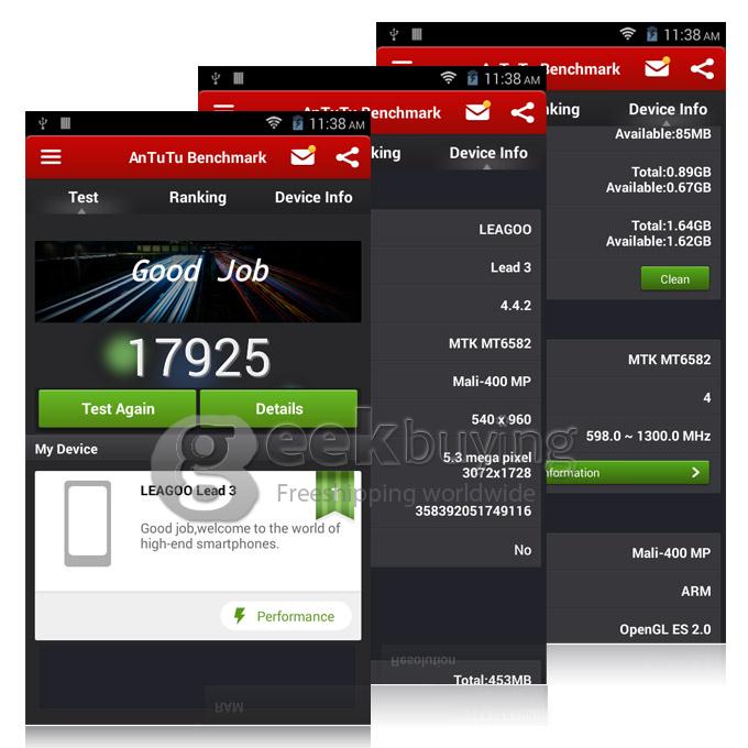 Leagoo Lead 3 MTK6582 Quad Core 1.3GHz 4.5 Inch Android 4.4.2 OS Smartphone 512MB RAM 4GB ROM 5.0MP 3G/GPS Red