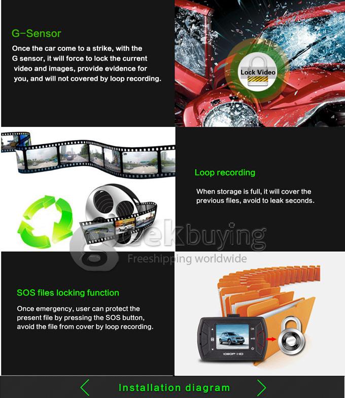 Z1 Car DVR Novatek 1.5 Inch Screen 1080P 140 Degrees Angle Lens with G-Sensor Motion Detection