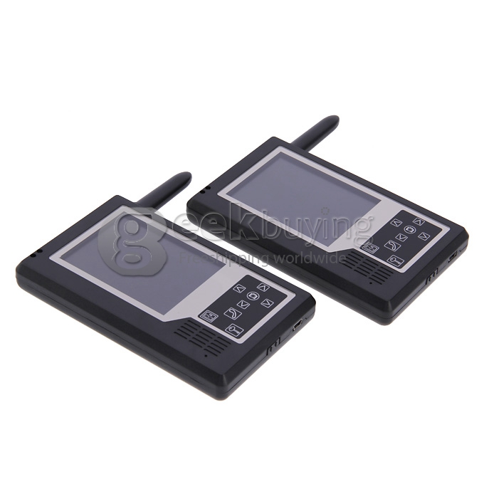 3.5' TFT Display 2.4GHz Wireless 1V2 Doorbell Intercom System (Calls, Intercom, Unlock, Monitor, Night Vision) - Black