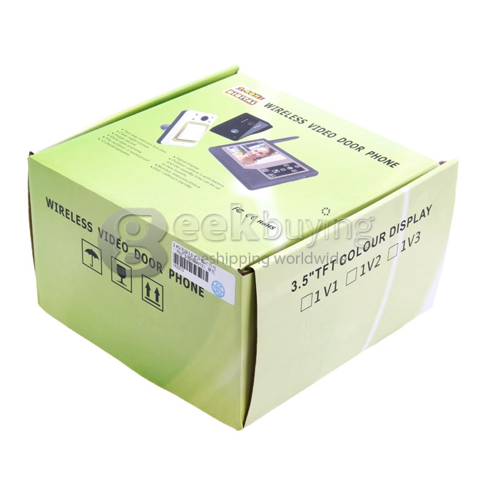 3.5' TFT Display 2.4GHz Wireless 1V2 Doorbell Intercom System (Calls, Intercom, Unlock, Monitor, Night Vision) - Black