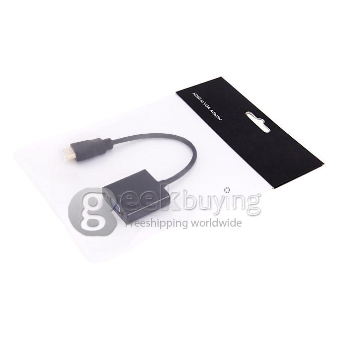 1080p HDMI Male to VGA Female HDMI to VGA Video Converter Adapter Cable - Black