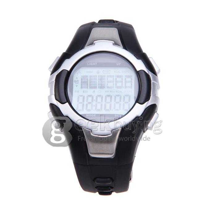 1003 Unisex Strapless Heart Rate Monitor & Pedometer Sport Watch Multifunctions Rubber Band Wrist Watch Timepiece - Silver
