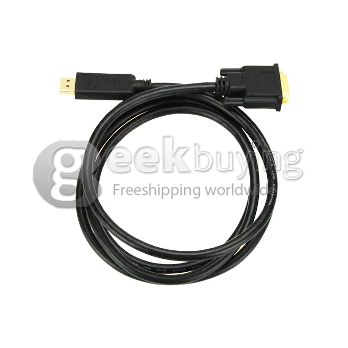1.8M DisplayPort DP Male to DVI Male Converter Adapter Cable Support 1080P - Black