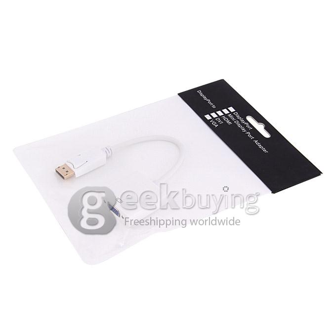 Standard DisplayPort DP Male to VGA Female Adapter Cable - White