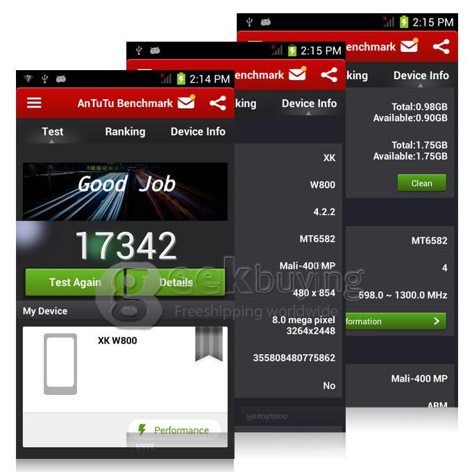 W800 MTK6582 Quad core 1.3GHz 4.5 Inch Android 4.2 OS Smartphone 1GB RAM 4GB ROM 8.0MP 3G GPS with Leather Case White