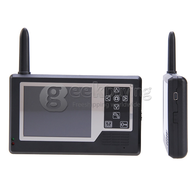 3.5' TFT Display 2.4GHz Wireless 1V2 Doorbell Intercom System (Calls, Intercom, Unlock, Monitor, Night Vision) - Black