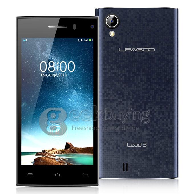 Leagoo Lead 3 MTK6582 Quad core 1.3GHz 4.5Inch QHD IPS Screen Cell Phone 512MB+4GB 5.0MP+2.0MP Android4.4.2 OS 3G/GPS - Blue
