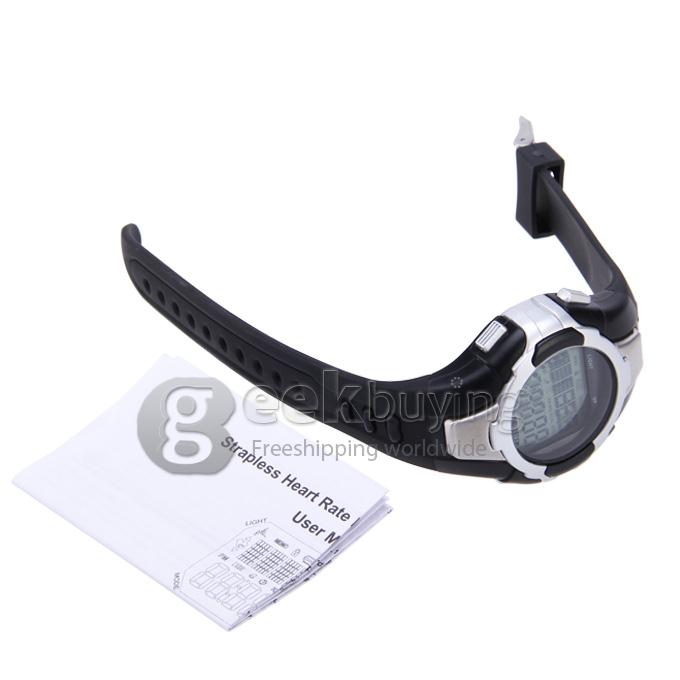 1003 Unisex Strapless Heart Rate Monitor & Pedometer Sport Watch Multifunctions Rubber Band Wrist Watch Timepiece - Silver