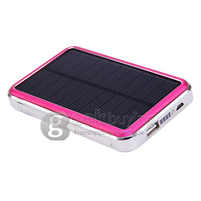 New Portable Panel Solar Charger 16800mAh USB Port Mobile Power Bank for iPhone/Samsung Galaxy - Rose Red