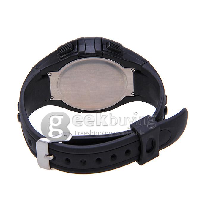 1003 Unisex Strapless Heart Rate Monitor & Pedometer Sport Watch Multifunctions Rubber Band Wrist Watch Timepiece - Black