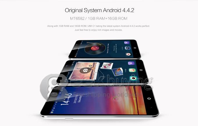 UMI C1 MTK6582 Quad Core 1.3GHz 5.5 Inch Android 4.4.2 OS Smartphone 1GB RAM 16GB ROM 13.0MP 3G/GPS White