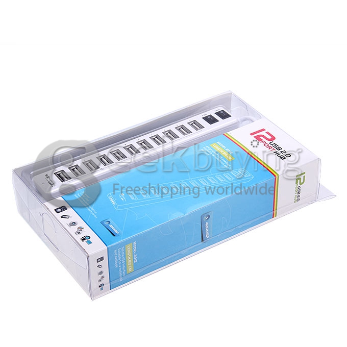 High Speed 2 Switch 12 Ports Hub USB 2.0 Interface for Laptop PC - White