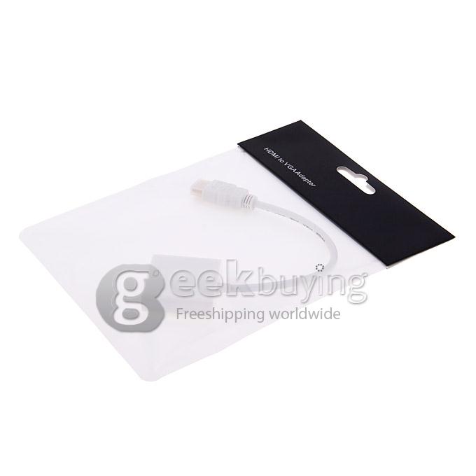 1080p HDMI Male to VGA Female HDMI to VGA Video Converter Adapter Cable - White