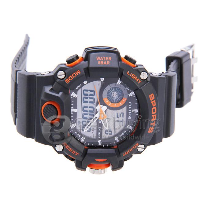 ALIKE AK1410 Waterproof Multi Function Quartz Analog & Digital Sport Wrist Watch Timepiece for Men - Orange