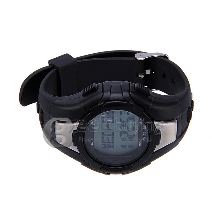 1003 Unisex Strapless Heart Rate Monitor & Pedometer Sport Watch Multifunctions Rubber Band Wrist Watch Timepiece - Black