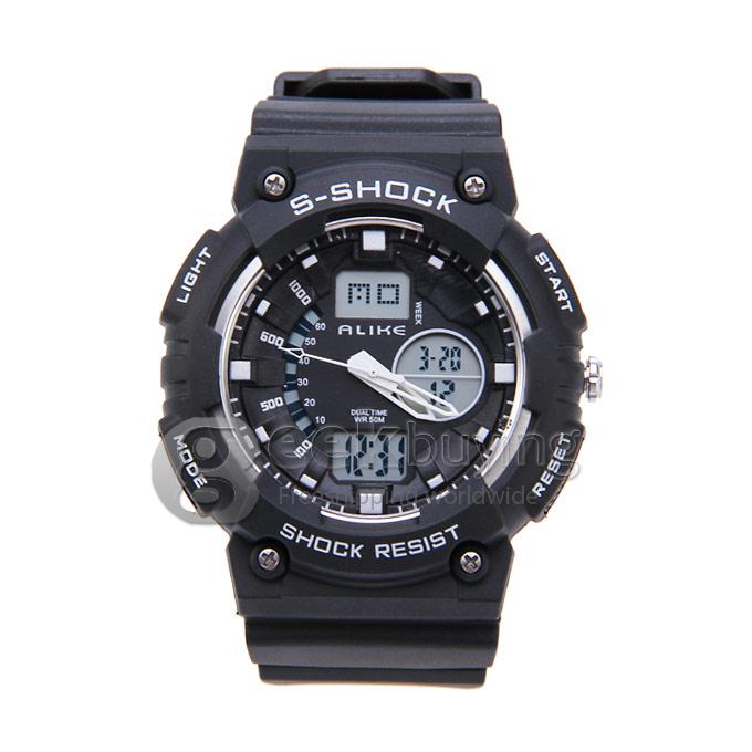 ALIKE Waterproof Shock Resistant Digital & Analog Quartz Sport Wrist Watch Timepiece for Men - Silver