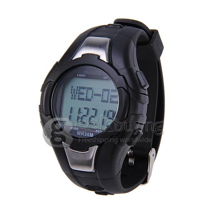 1003 Unisex Strapless Heart Rate Monitor & Pedometer Sport Watch Multifunctions Rubber Band Wrist Watch Timepiece - Black