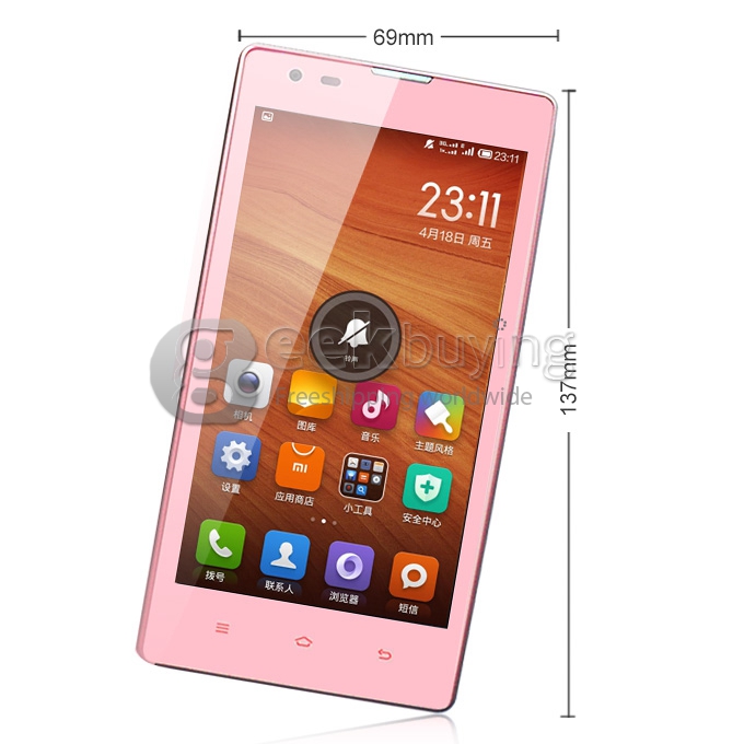 Xiaomi Redmi 1S 4.7Inch Qualcomm Quad core Smartphone MIUI V5 OS IPS HD Screen 1GB RAM 8GB ROM 8.0MP Camera MIUI OTG Gyroscope - Pink