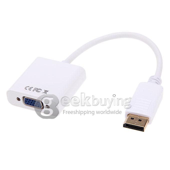 Standard DisplayPort DP Male to VGA Female Adapter Cable - White