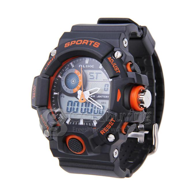 ALIKE AK1410 Waterproof Multi Function Quartz Analog & Digital Sport Wrist Watch Timepiece for Men - Orange