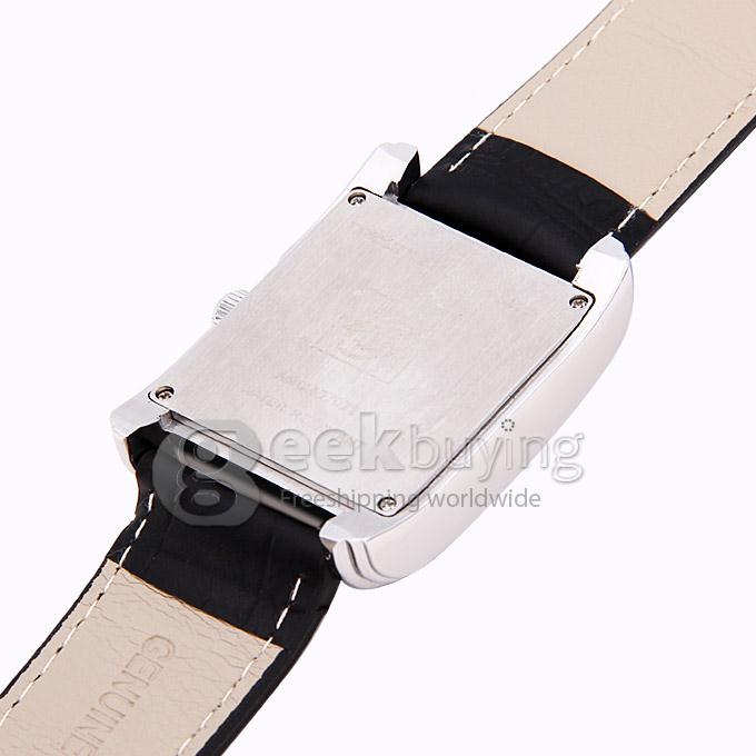Makibes CJIABA GA07071 Fashion Black Leather Strap Square Case Mechanical Analog Wrist Watch for Men - Black (with Box)