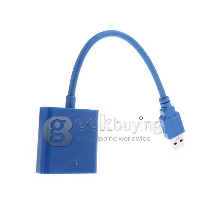 USB 3.0 to VGA Multi-display Graphic Converter Adapter Cable 1920x1080 HD for Windows 7/8 with Driver CD - Blue