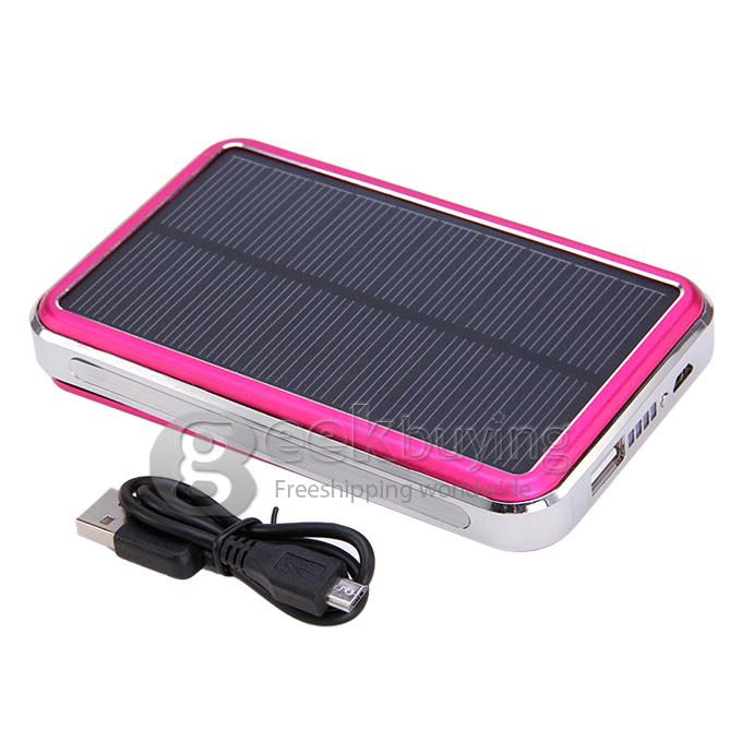 New Portable Panel Solar Charger 16800mAh USB Port Mobile Power Bank for iPhone/Samsung Galaxy - Rose Red