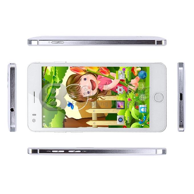 Mijue M680 MTK6582 Quad core 1.3GHz 5.0Inch Android4.2 OS Smartphone 1GB RAM 4GB ROM IPS QHD Screen 13.0MP 3G GPS Miracast OTG - White with Silver Side