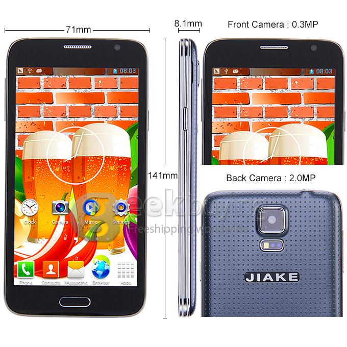 JIAKE G9006W 5.0Inch Capacitor Touch Screen MTK6572 Dual Core 1.2GHz 256MB+2GB 2.0MP+0.3MP Android 4.2 OS 3G/GPS with Protective Film - Black