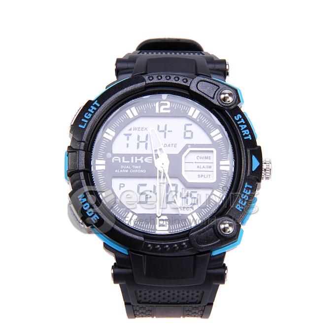 ALIKE Waterproof Multi-function Analog & Digital Quartz Sport Wrist Watch Timepiece for Men - Blue