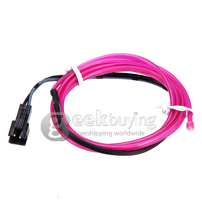 5M Flexible Neon Glowing Strobing Electroluminescent 2.3mm EL Wire Rope Light Tube Lamp With Controller (2 x AA) - Purple