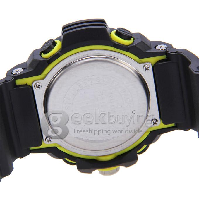 ALIKE AK1410 Waterproof Multi Function Quartz Analog & Digital Sport Wrist Watch Timepiece for Men - Yellow