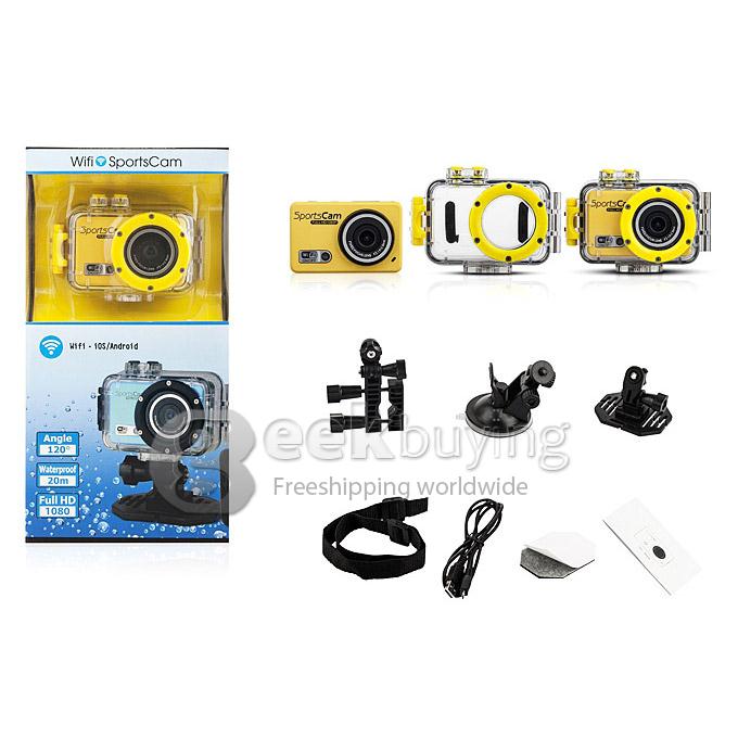 F39 WiFi 5.0 MP CMOS 1080P Full HD 120 Degrees Wide Lens Outdoor Waterproof Sports DV Camera - Blue