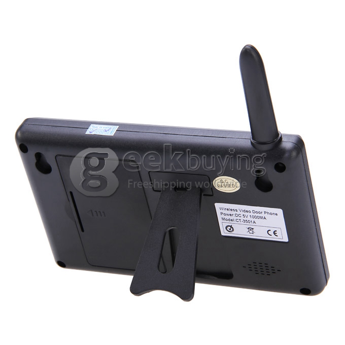 3.5' TFT Display 2.4GHz Wireless 1V2 Doorbell Intercom System (Calls, Intercom, Unlock, Monitor, Night Vision) - Black