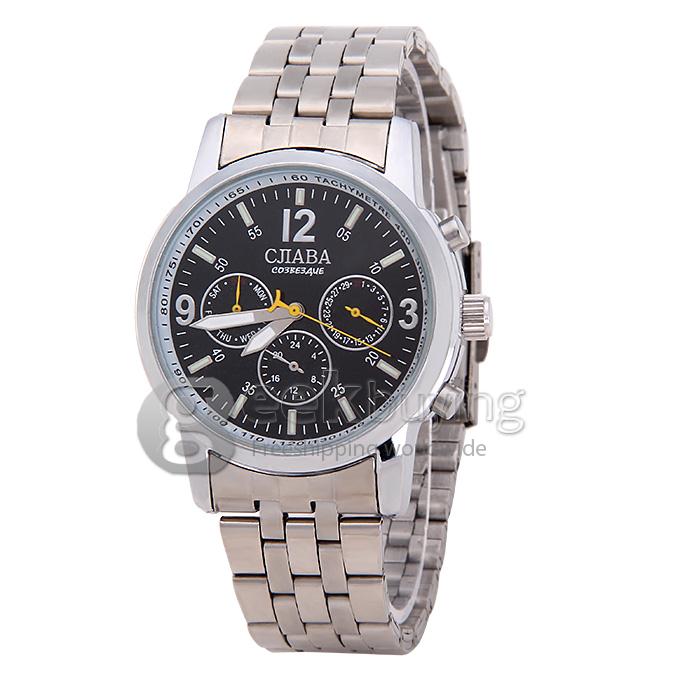 Makibes CJIABA GL1013 Steel Band Round Dial Mechanical Analog Wirst Watch for Men - Black