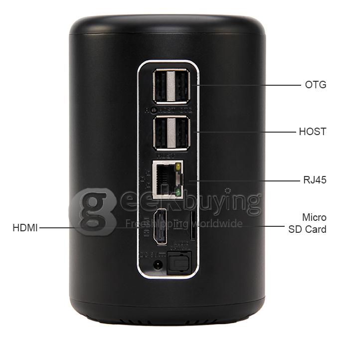 X88 Cylinder RK3188 Quad Core 1.6GHz Android 4.4 Mini TV BOX HDMI HDD Player 2G/8G Bluetooth OTG Built-in MIC 3.0MP Camera Miracast DLNA - Black