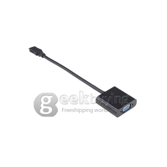 Mini HDMI Male to VGA Female Video Converter Adapter Cable HD Support 1080P - Black