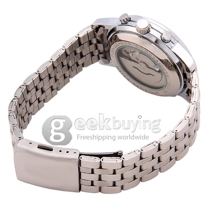 Makibes CJIABA GL1013 Steel Band Round Dial Mechanical Analog Wirst Watch for Men - Black