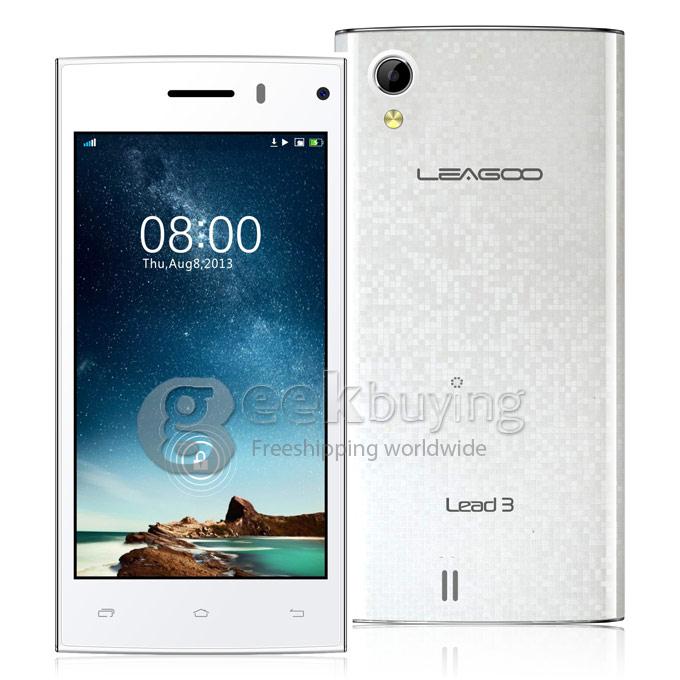 Leagoo Lead 3 MTK6582 Quad core 1.3GHz 4.5Inch QHD IPS Screen Cell Phone 512MB+4GB 5.0MP+2.0MP Android4.4.2 OS 3G/GPS - White