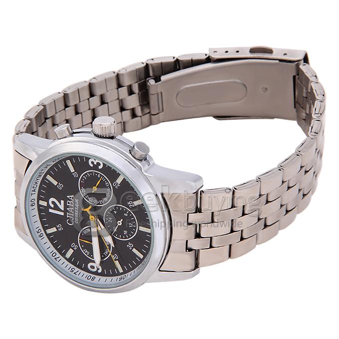 Makibes CJIABA GL1013 Steel Band Round Dial Mechanical Analog Wirst Watch for Men - Black