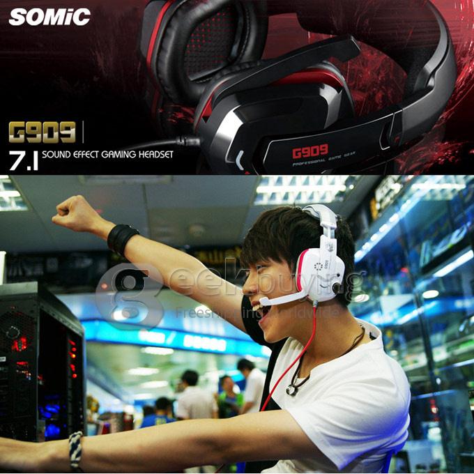 Somic G909 Wire Computer Gaming Headset 7.1 Sound Effects High-end Game Headphones with USB Interface - Black