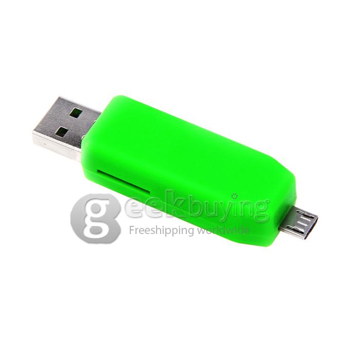 High Speed 480Mbps Smart OTG & USB 2.0 Hub + TF Card Reader for Smart Phone & Computer - Green